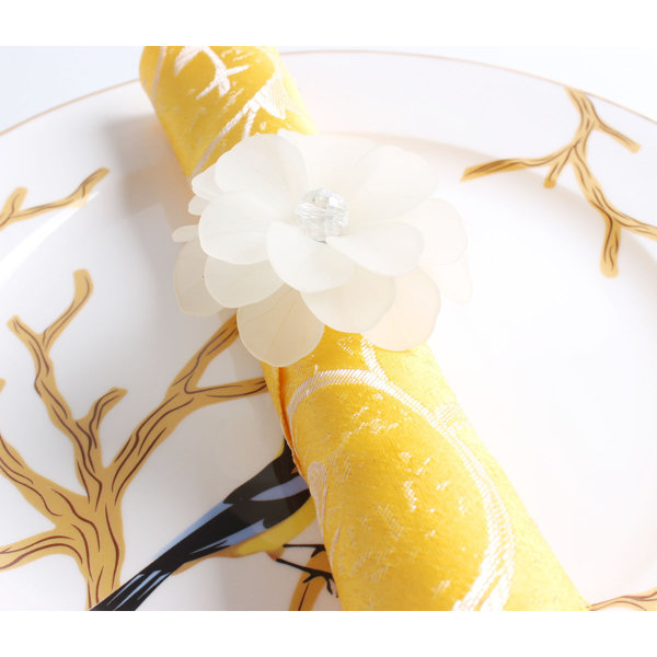 House of Hampton® White Unique Translucent Petals Acrylic Flower Napkin